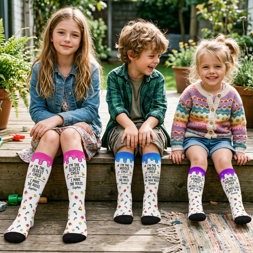 Personalised Gifts for Siblings Brother Sister Rules Socks