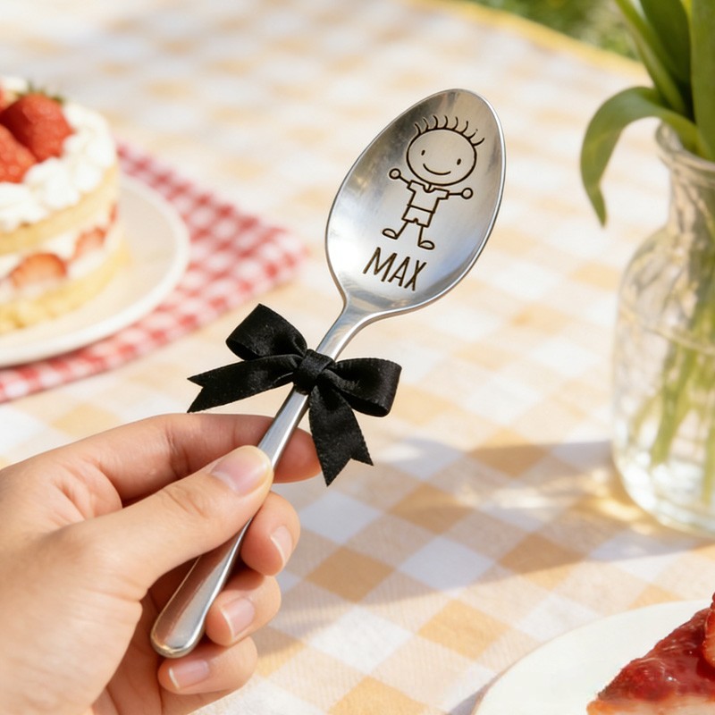 Personalized Custom Name Cute Baby Gift Adorable Engraved Feeding Utensil Keepsake Spoon