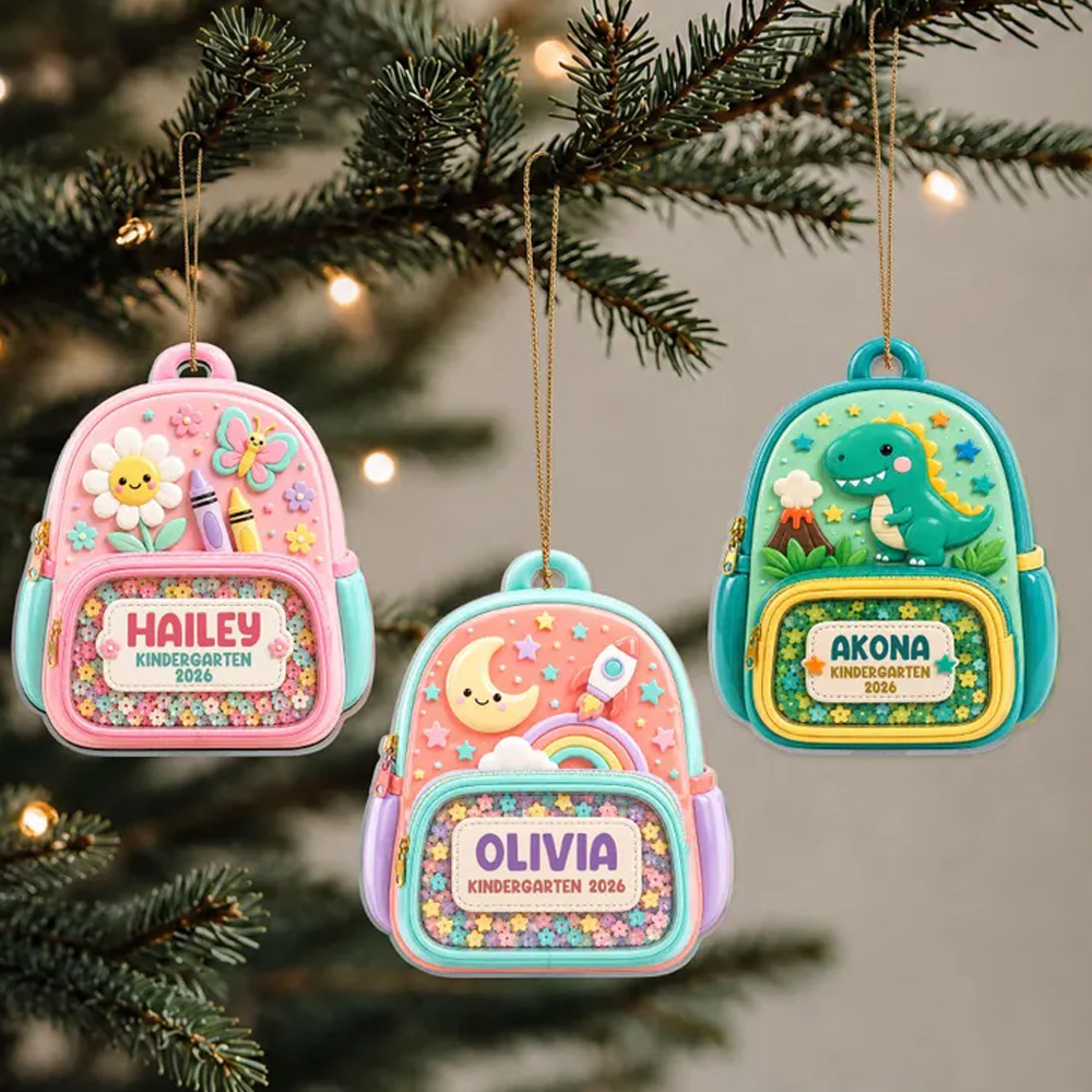 Personalized Backpack Ornament 2026 Kindergarten Ornament First Day of School Gift Class Of 2026 2D Acrylic Christmas Keepsake for Kids