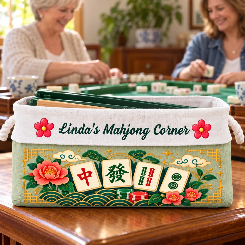 Personalized Storage Basket Custom Name Mahjong Corner Decor