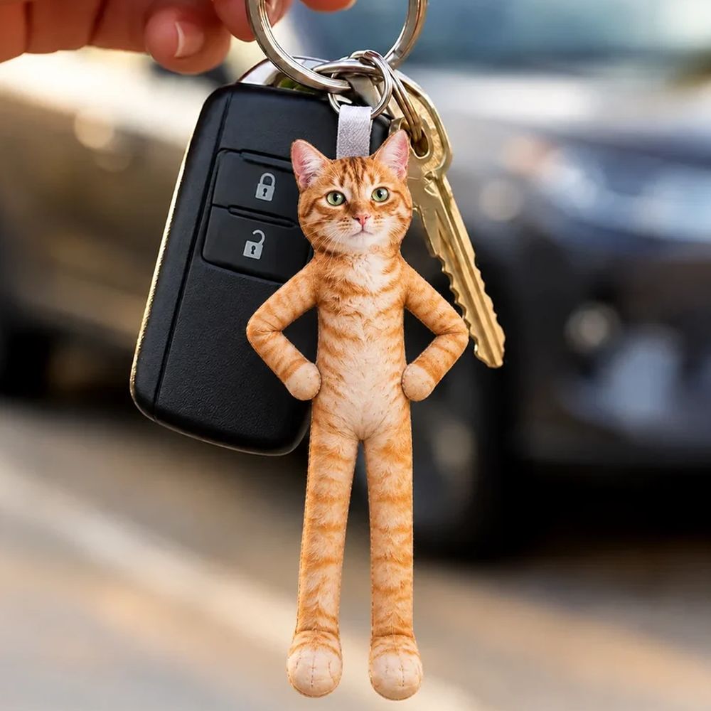 Personalized Custom Photo Pet Squishy Toy Poseable Plush Doll Keychain Funny Gift For Dog Mom Dad Cat Lover