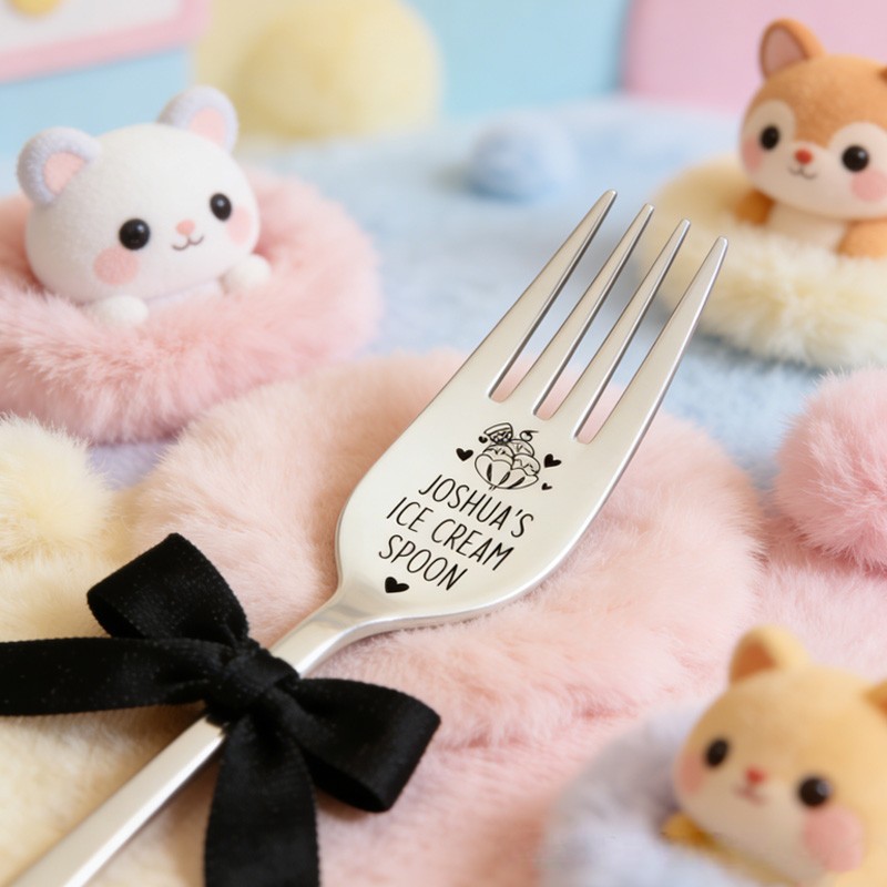 Personalized Unique Custom Name Sweet Dessert Gift Engraved Spoon Fork Spoon