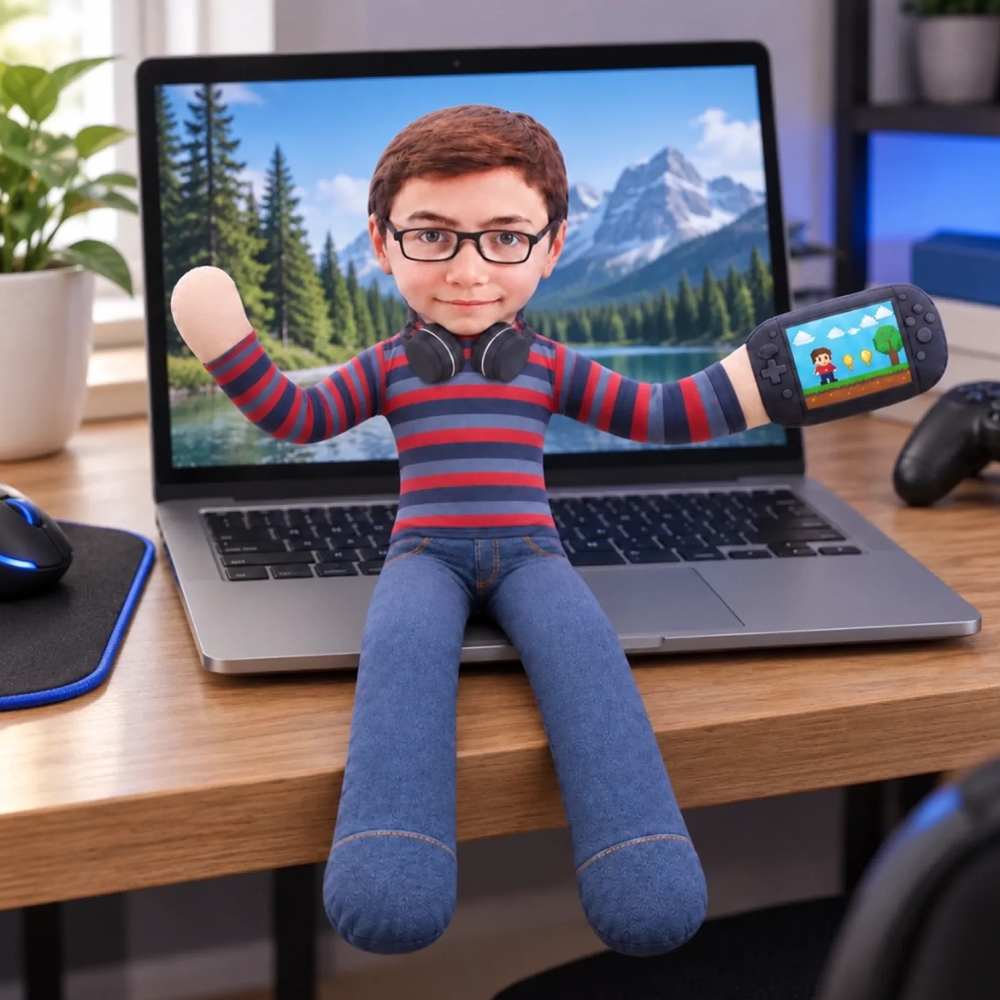 Personalized Poseable Plush Doll Custom Photo Gamer Gifts for Game Lovers