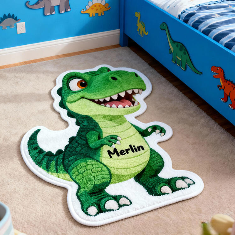 Personalized Dinosaur Floor Mats Customizable with Your Name Cool Gift for Boys