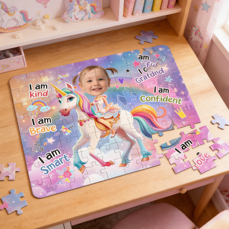 Personalized Princess Board Game Photo Jigsaw Puzzle Gift for Kids Little Girls Daughters 