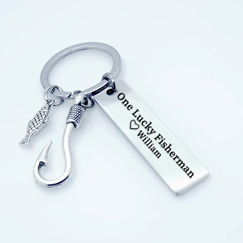 Personalized Fishing Keychain Funny Fishing Keychain Best Catch of His Life Design Custom Name Romantic Gift for Couples and Fishing Enthusiasts