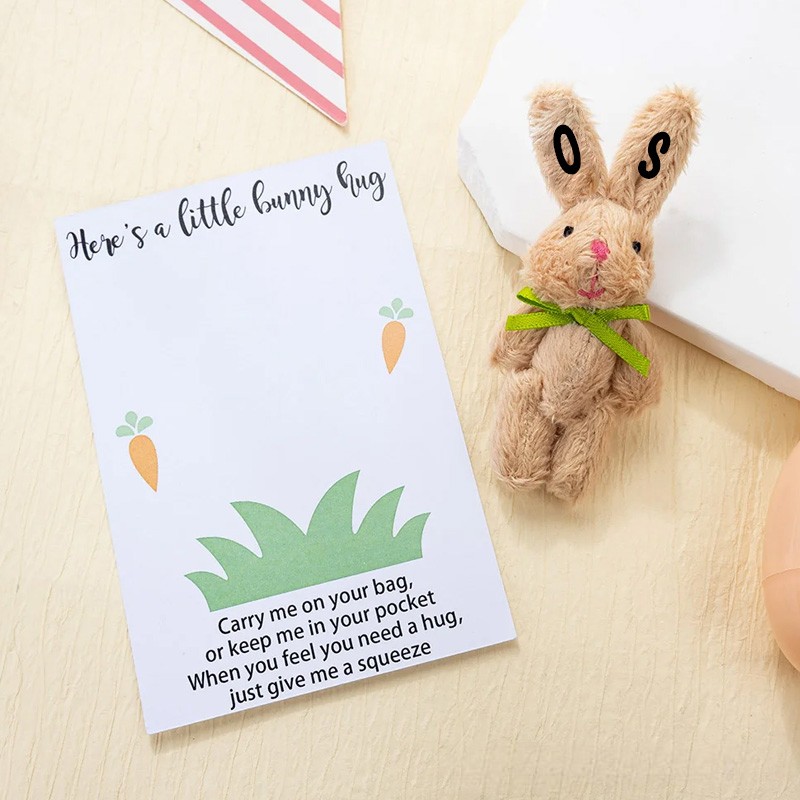 Personalized Cute Tiny Plush Pocket Hug Bunny Stuffed Companion Toy with Name Card Easter Basket Stuffers Holiday Easter Birthday Gift for Kids