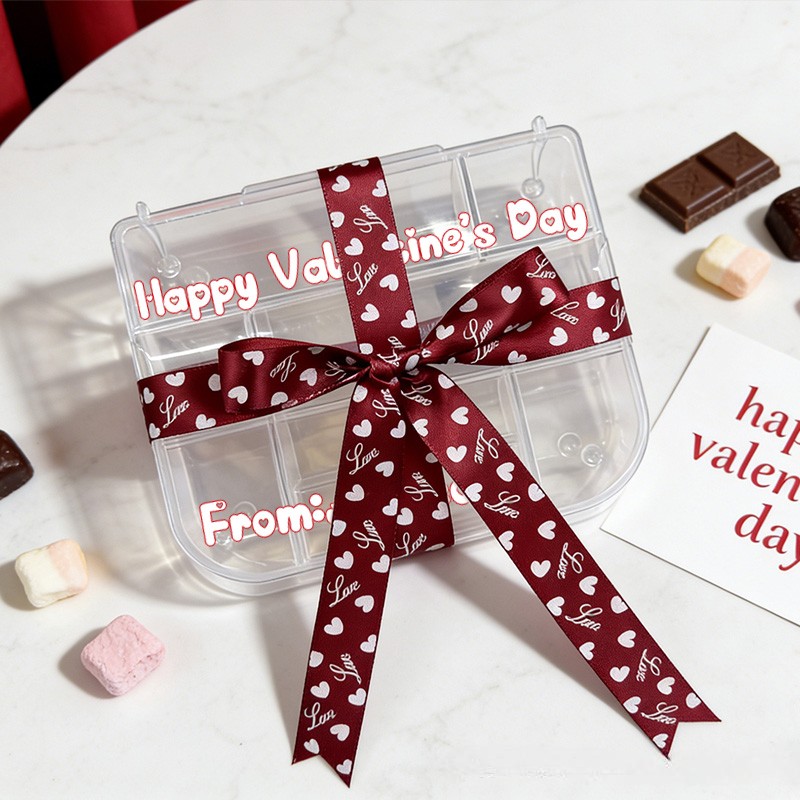 Personalized Valentines Theme Custom Name Sweet Gift Heart Ribbon Treat Collection Pops Candy Box
