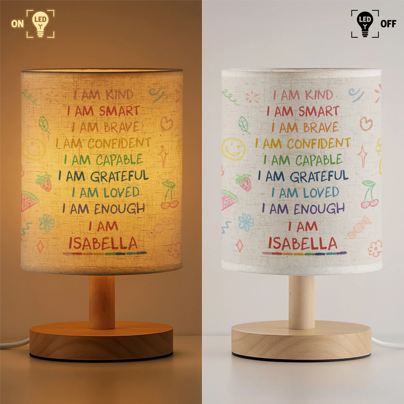 Personalized I Am Inspirational Words Fabric Lamp Custom Lamp Gift for Daughter and Self Empowerment Lovers
