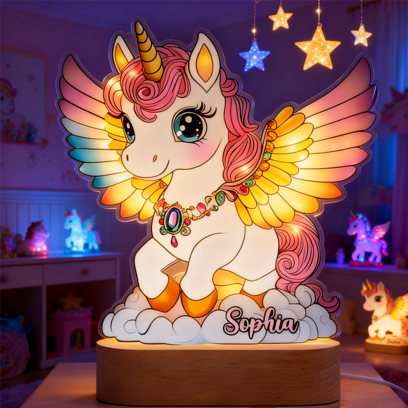 Personalized Beautiful Dream Horse Kid Shaped Plaque Light Base Birthday Gifts Gift for Kids