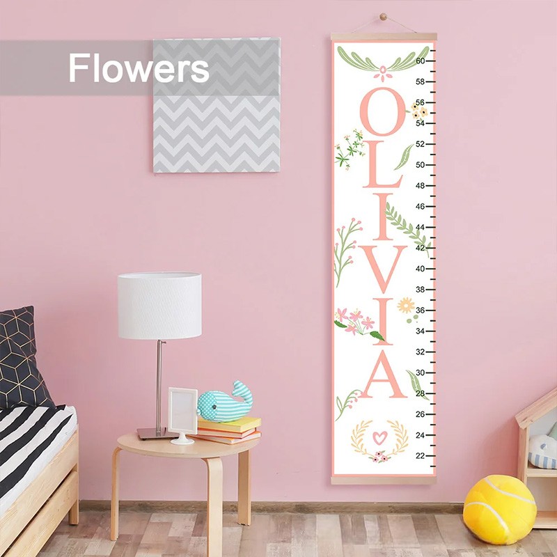 Personalized Woodland Theme Custom Name Cute Forest Animals Kids Height Growth Chart