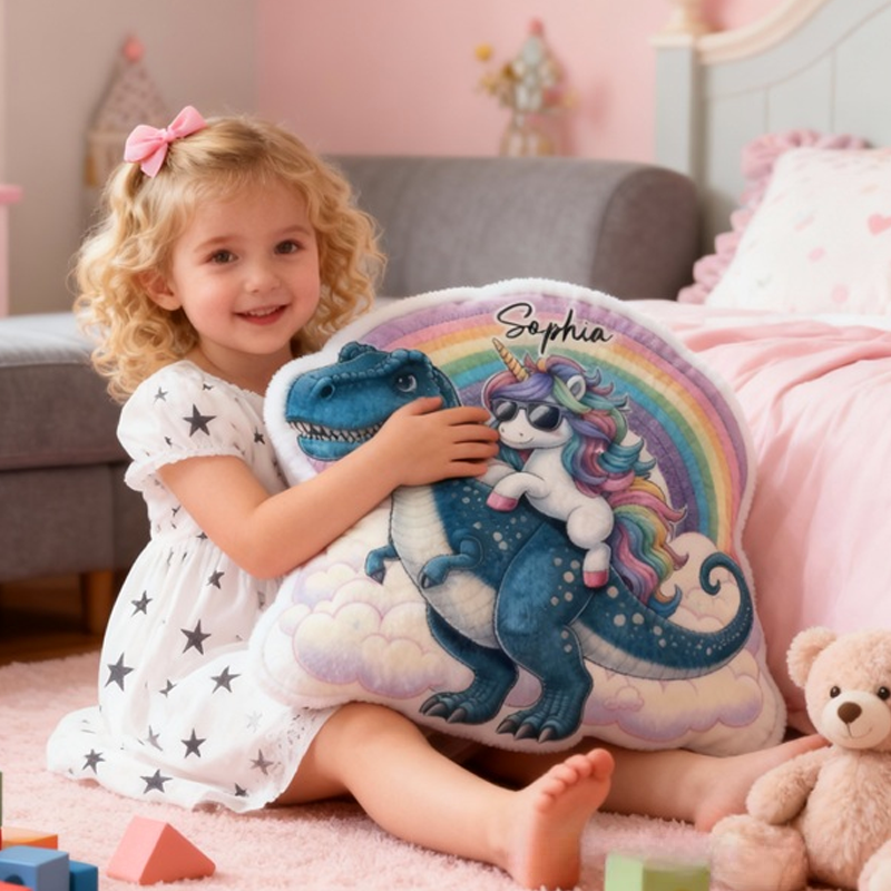 Personalized Dinosaur-Shaped with Name Graphic 3D Print Pillow Christmas Gift for Kids or Baby Birthday Gift
