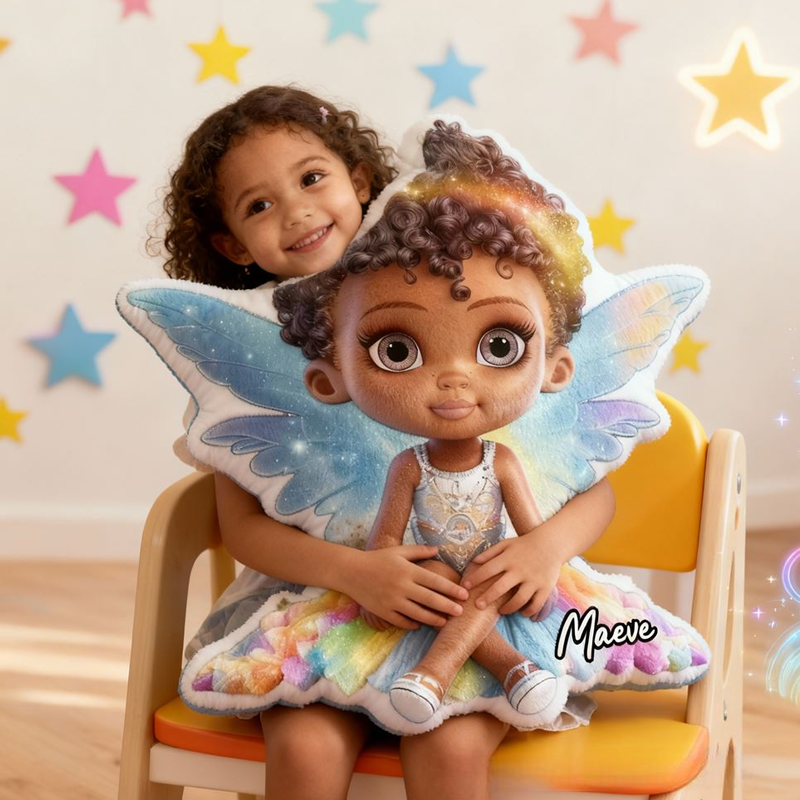 Personalized Fairy Princess with Name Graphic 3D Print Pillow Christmas Gift for Kids or Baby Birthday Gift