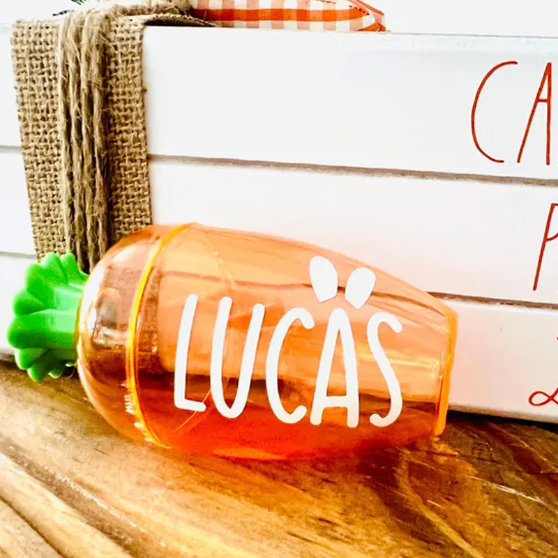 Personalized Easter Bunny Theme Name Colorful Egg Hunt Candy Container Kids Party Favor Gift Carrot Treat Holder