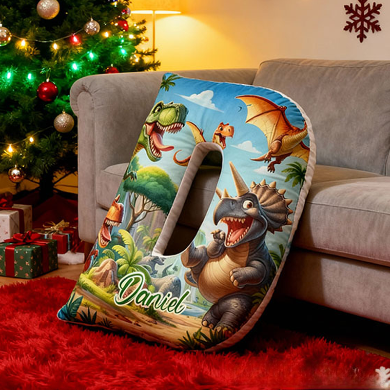 Personalized Dinosaur Design with Name Graphic 3D Print Pillow Christmas Gift for Kids or Baby Birthday Gift