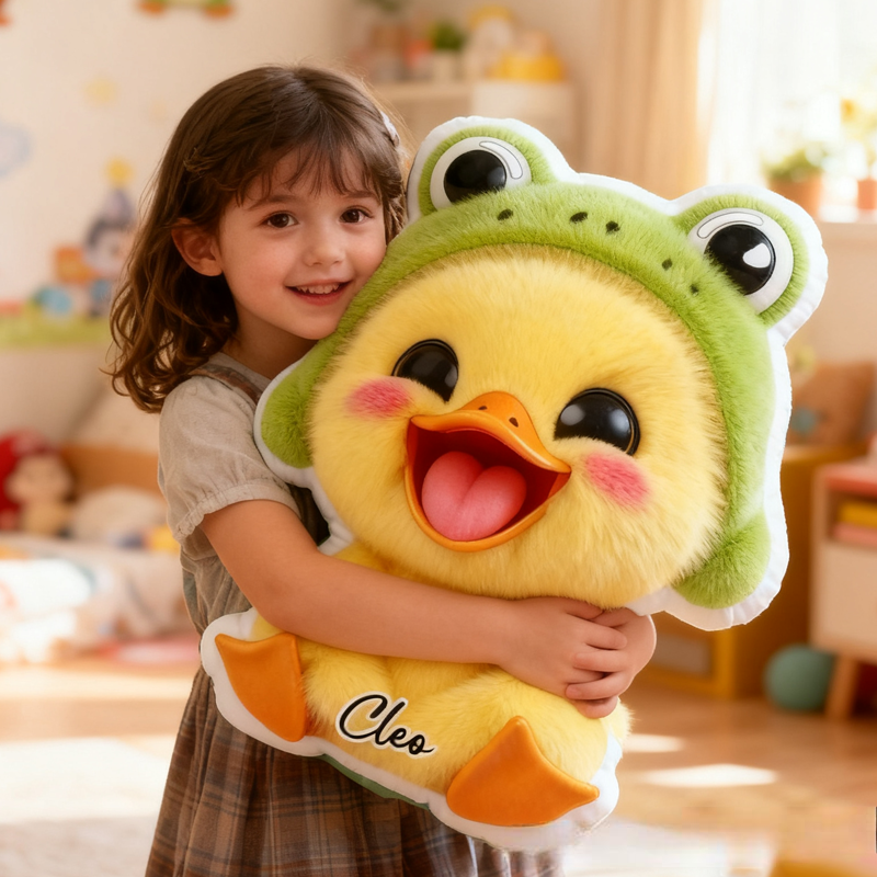 Personalized Cartoon Little Yellow Duck with Name Graphic 3D Print Pillow Christmas Gift for Kids or Baby Birthday Gift