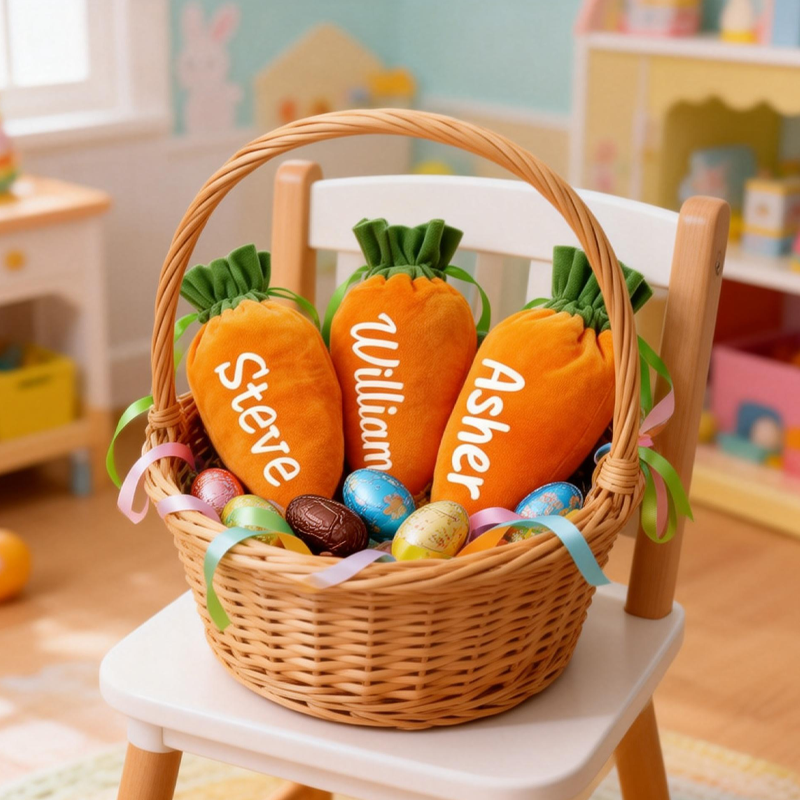 Personalised Easter Carrot Bag Gift Easter Gift Easter Basket Stuffers Easter Party Favors Easter Treat Bags Carrot Shaped Gift Bags
