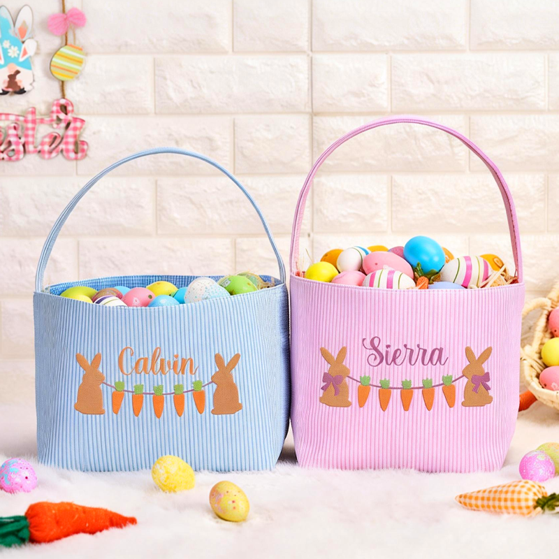 Personalized Easter Basket Easter Basket Monogram Easter Basket Girls Basket Boys Basket Girls Easter Basket Embroidered Rabbit