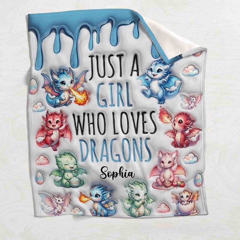 Personalized Dragon Lover Blanket with Fantasy Dragon Graphics and Custom Name for Dragon Enthusiasts Blanket