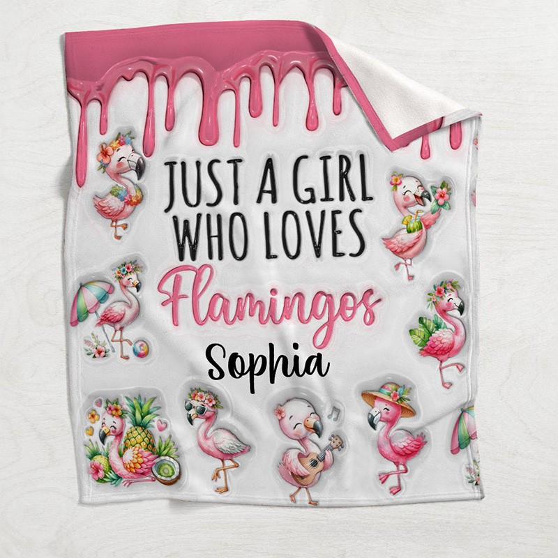Personalized Flamingo Lover Blanket with Vibrant Flamingo Design and Custom Name for Flamingo Fans Blanket