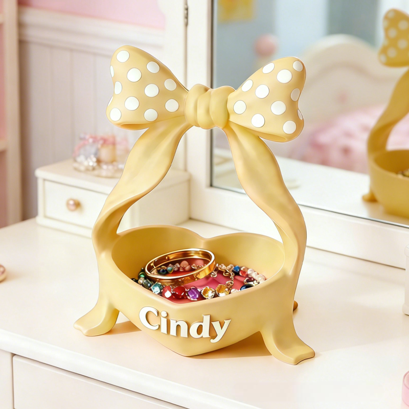 3D Printed Cute Bow Jewelry Organizer Vanity Decor Lipstick and Cosmetic Holder Stylish Desktop Storage