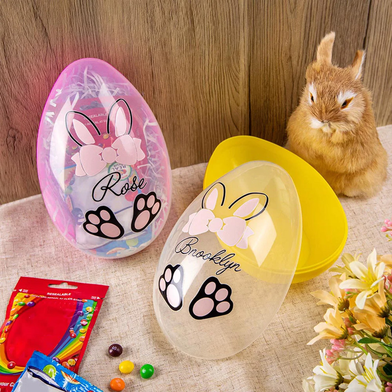 Personalized Easter Bunny Fillable Jumbo Easter Egg with Name Basket Stuffers Easter Party Gift for Kids