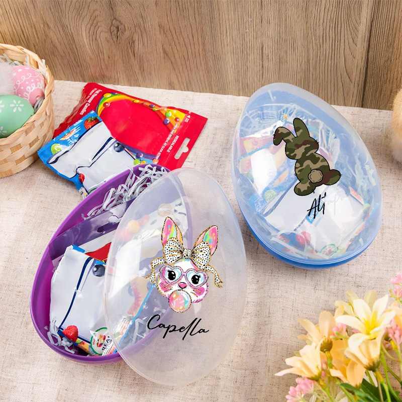 Personalized Easter Bunny Fillable Jumbo Easter Egg with Name Holiday Basket Stuffers Easter Birthday Party Favors Gift for Kids