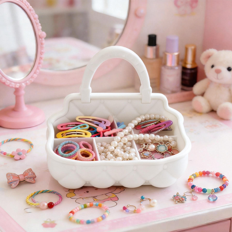 3D Printed Jewelry Organizer Cute Bag Shaped Vanity Decor Lipstick and Cosmetic Holder Stylish Desktop Storage