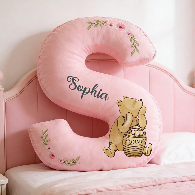 Personalized Name Classic Bear Letter Pillow Plush Stuffed 3D Alphabet Pillow Nursery Decor  Graphic 3D Print Pillow