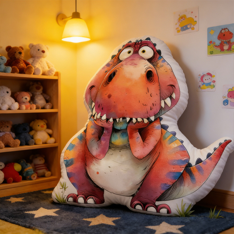 Personalized Cute Colorful Dinosaur T Rex Monster Custom Name Kids Room Decor Birthday Gift Plush Toy Cushion Graphic 3D Print Pillow