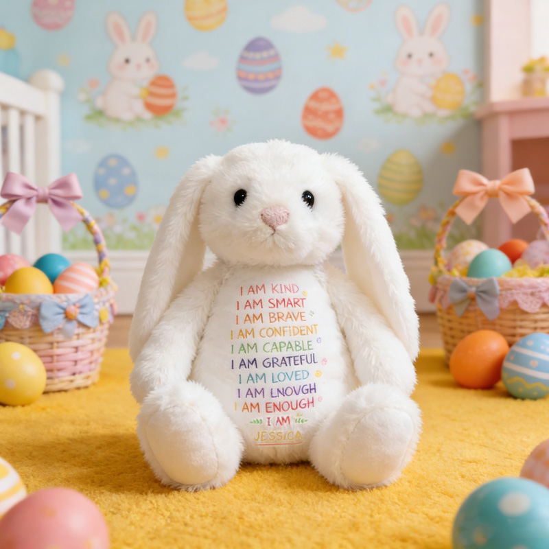 Personalized Easter Bunny Soft Stuffed Animal Custom Name Kids Gift Cute Nursery Decor Baby Shower Keepsake Plush Bunny Toy