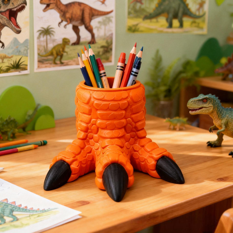 Dinosaur Claw Pencil Holder Green Dino Foot Desk Organizer Birthday Gift for Kids Kids Room Decor 