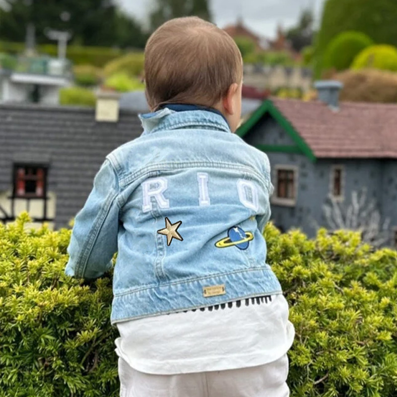 Personalized Space Planet Rocket Star Patch Custom Name Adventure Galaxy Explorer Style Cool Outfit Kid Denim Jacket