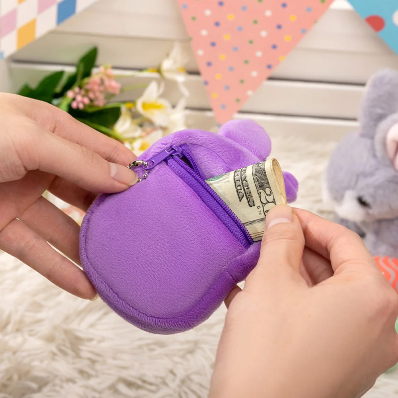 Personalized 2026 Easter Eggs Colorful Bunny Plush Wallet Coin Purse with Name Birthday Back to School Easter Gift for Kids