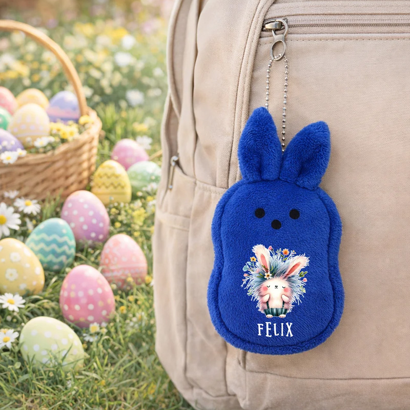 Personalized Cute Rabbit Flower Plush Bunny Ears Wallet with Name and Wristband Easter Party Birthday Gift for Boys Girls