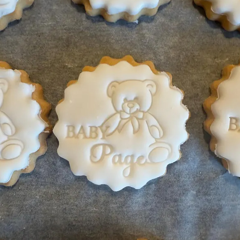 Personalized Adorable Teddy with Custom Name Kids Birthday Baking Decoration Cookie Cutter