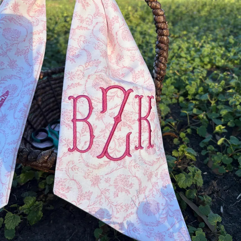 Personalized Bunny Monogram Letter Custom Embroidery Easter Spring Door Decoration Wreath Sash