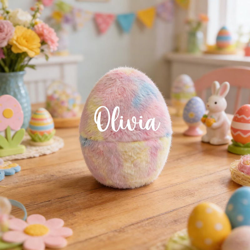 Personalized Cute Pastel Theme Custom Name Handcrafted Holiday Decoration For Children Easter Egg
