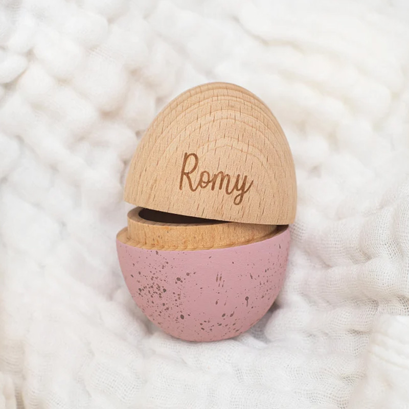 Personalized Wooden Two Tone Theme Custom Name Engraved Reusable Holiday Gift Keepsake Easter Egg