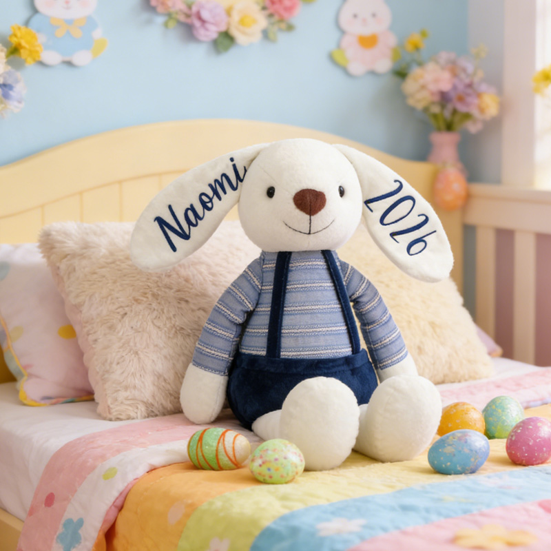 Personalized Soft Bunny Toy Custom Name Embroidered Plush Gift For Newborn Baby