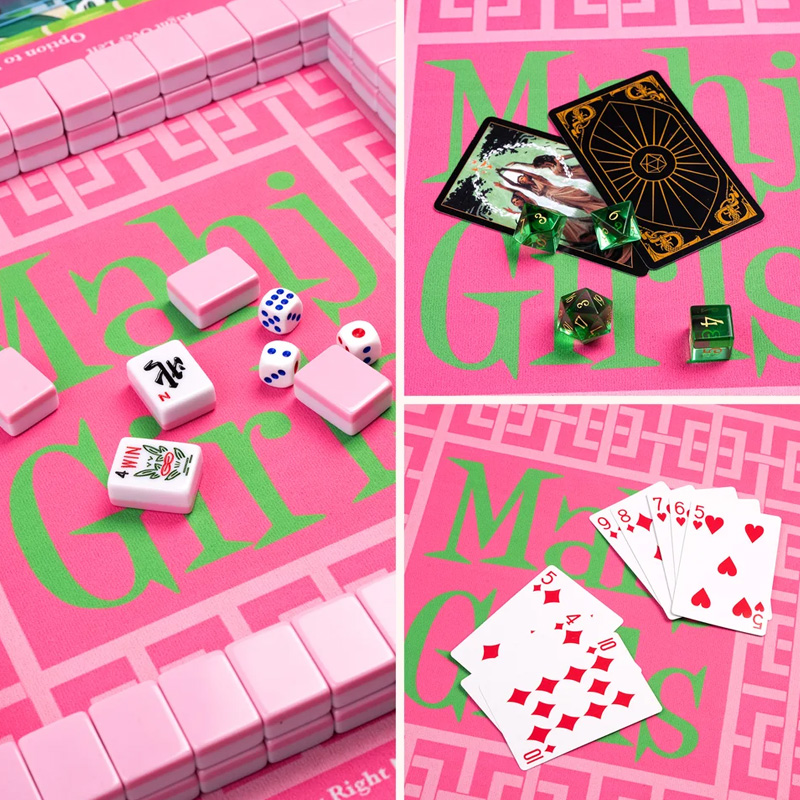 Personalized Floral Design Vine Monogram Neoprene Mahjong Mat with Storage Bag Game Night Birthday Gift for Mahjong Lovers