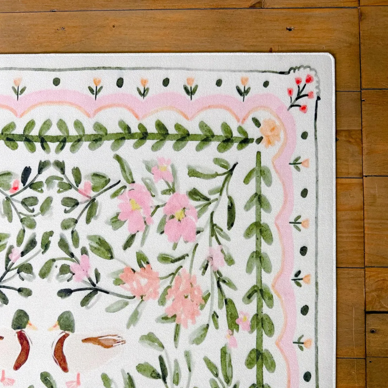 Botanical Floral Pattern Waterproof Non Slip Table Protector Gift Mahjong Mat Gift for Family