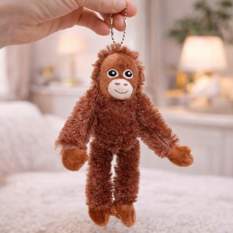 Cute Small Soft Stuffed Animal Custom Name Bag Charm Gift for Kids and Adults Punch Monkey Gorilla Plush Keychain