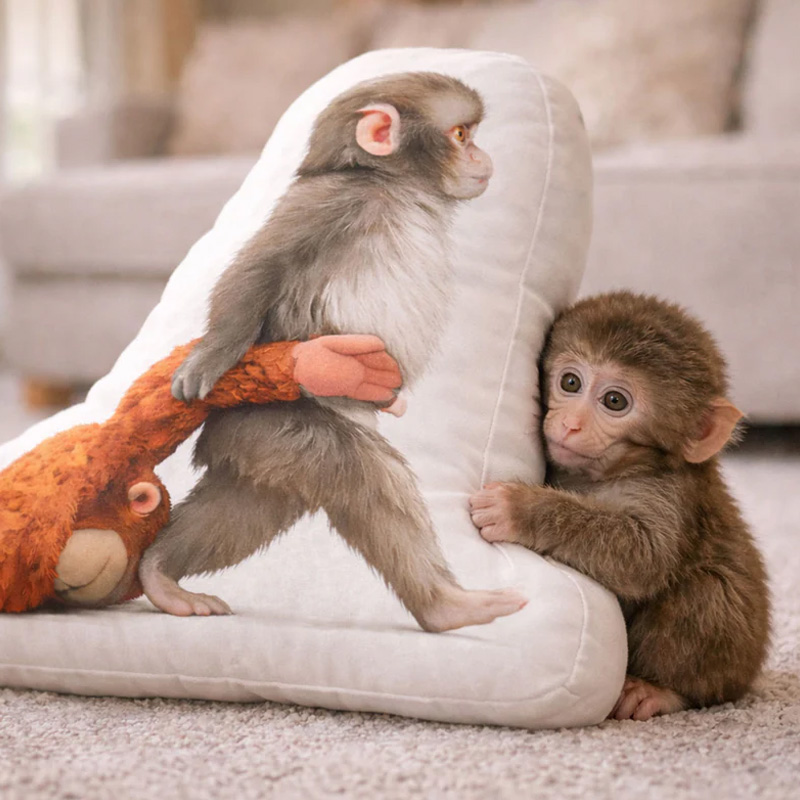 Punch Monkey with Toy Soft Plush Decorative Gift for Home Sofa Punch Monkey Pillow Gifts for Emotional Comfort