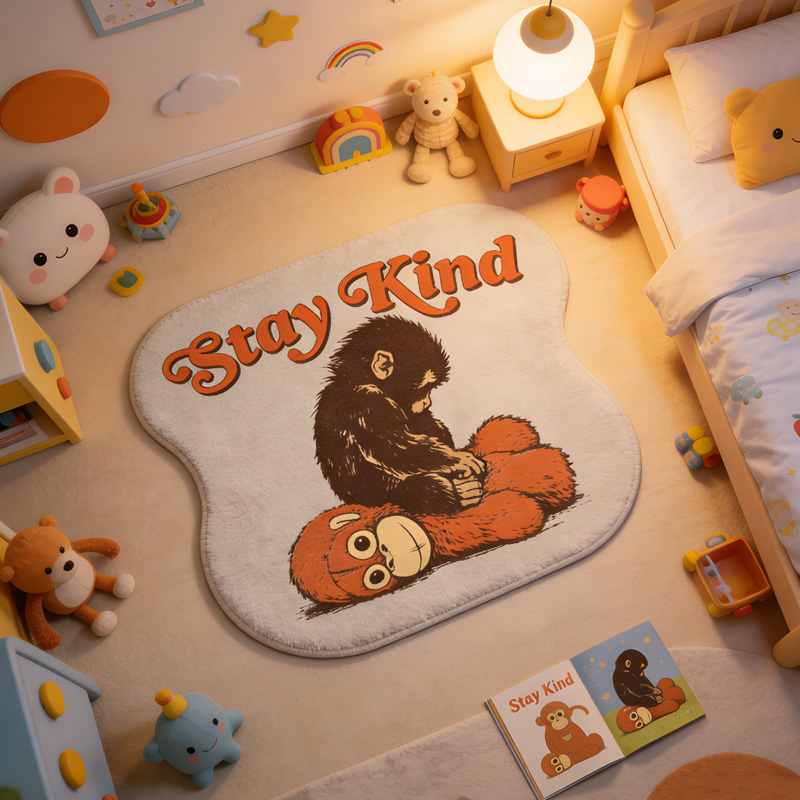 Personalized Stay Kind Baby Monkey Hugging Plush Toy Soft Nursery Floor Mat Gift Punch Monkey Carpet Rug