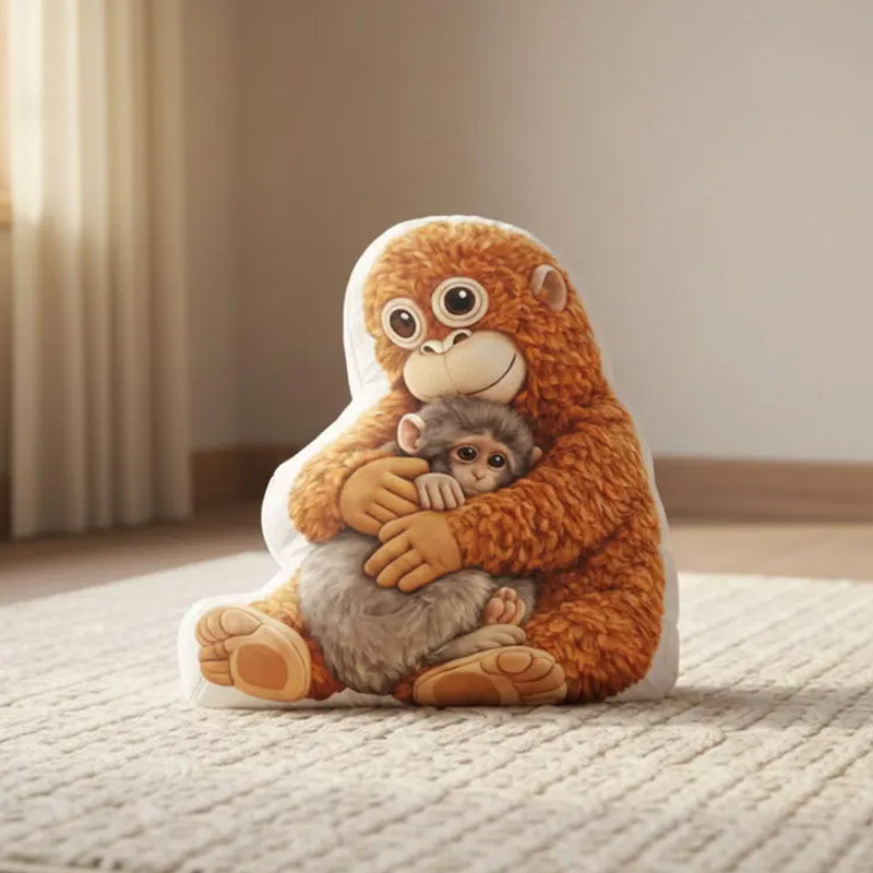Cute Monkey Hugging Plush Friend Soft Cozy Home Decor Gift Cushion Punch Monkey Pillow Gifts for Emotional Comfort