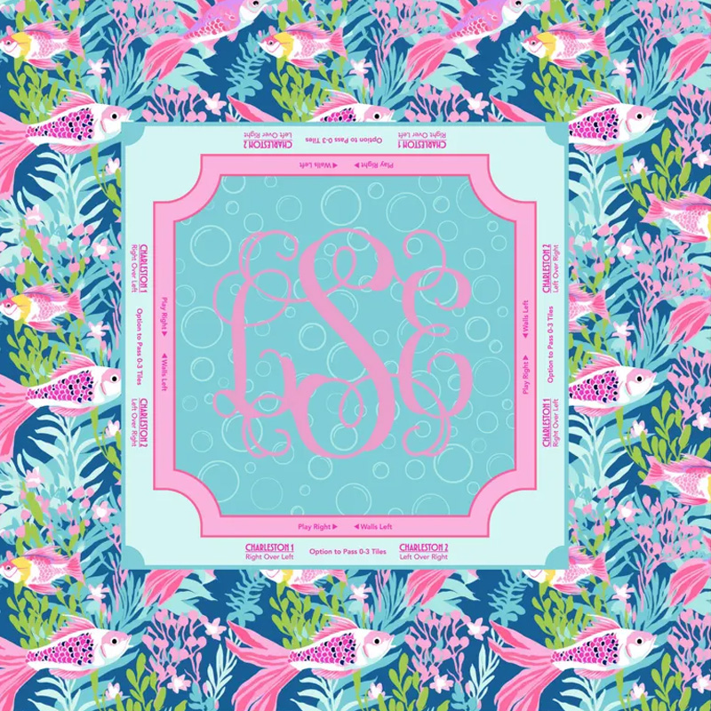 Personalized Colorful Floral Pattern Custom Name Family Game Night Table Protector Gift Set Mahjong Mat