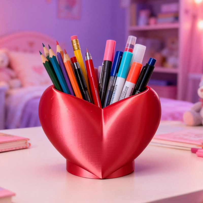 Cute Heart Pen Holder Storage Makeup Brush Holder Birthday Gift for Kids Kids Room Decor
