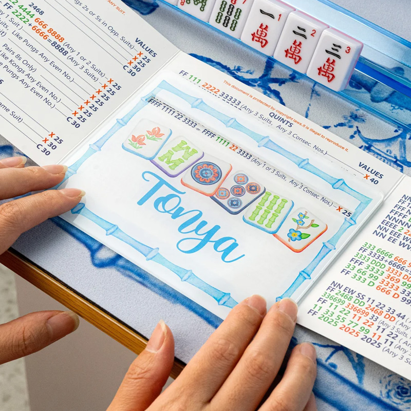 Personalized Chinoisertie Watercolor Bamboo Border Acrylic Mahjong Line Reader with Name Mahjong Accessory Birthday Gift for Mahjong Lovers