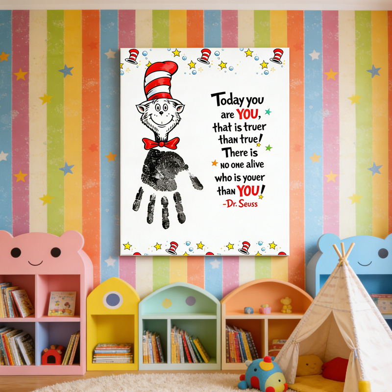 Personalized Kids Room Quote Custom Name Colorful Handprint Nursery Classroom Inspirational Decor Wall Art